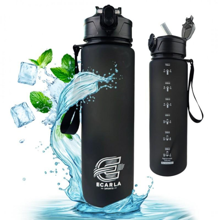 Mat črna steklenica za vodo - 750 ml