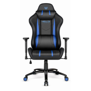 Črno-moder usnjen igralni stol HELLS CHAIR HC-1013