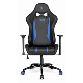 Črno-moder usnjen igralni stol HELLS CHAIR HC-1013