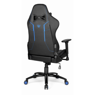 Črno-moder usnjen igralni stol HELLS CHAIR HC-1013