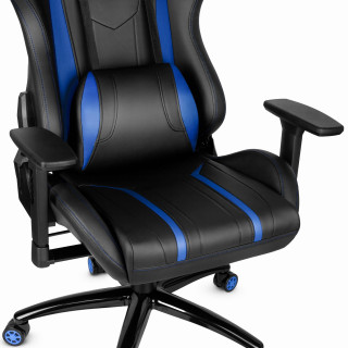 Črno-moder usnjen igralni stol HELLS CHAIR HC-1013