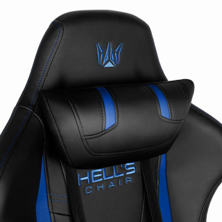 Črno-moder usnjen igralni stol HELLS CHAIR HC-1013