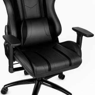 Črn usnjen igralni stol HELLS CHAIR HC-1013