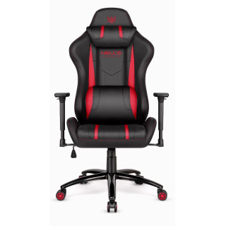 Črno-rdeč usnjen igralni stol HELLS CHAIR HC-1013