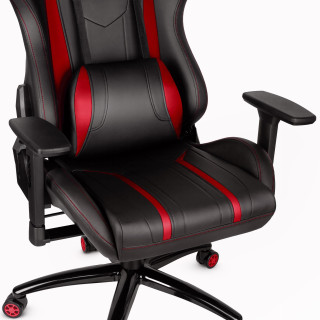 Črno-rdeč usnjen igralni stol HELLS CHAIR HC-1013