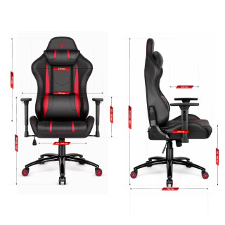 Črno-rdeč usnjen igralni stol HELLS CHAIR HC-1013