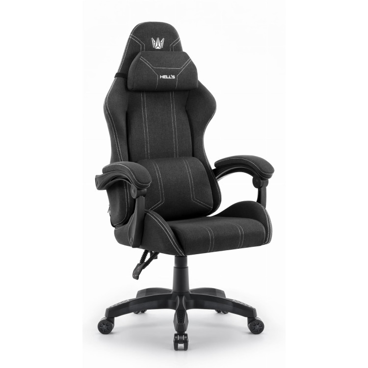 Črno-bel igralni stol iz blaga HELLS CHAIR HC-1014
