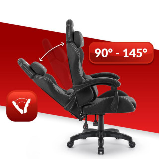 Črno-bel igralni stol iz blaga HELLS CHAIR HC-1014