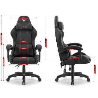 Črno-bel igralni stol iz blaga HELLS CHAIR HC-1014