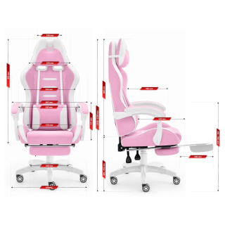 Igralni stol iz blaga v belo-roza barvi HELLS CHAIR HC-1039 2.0