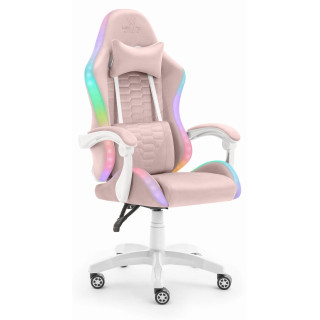 Roza tkanina fotelj HELLS CHAIR HC- 1000 LED RGB