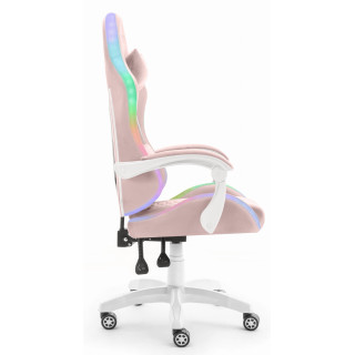 Roza tkanina fotelj HELLS CHAIR HC- 1000 LED RGB