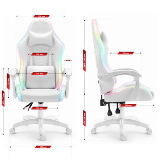 Bel igralni stol HELLS CHAIR HC-1000 LED RGB