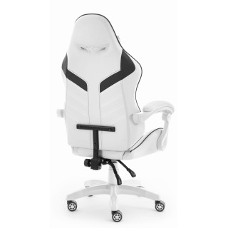Belo-črni usnjen igralni stol HELLS CHAIR HC-1007 2.0