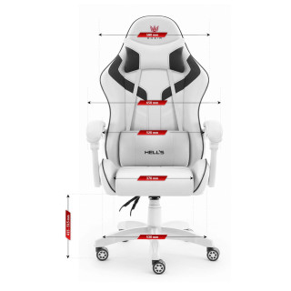 Belo-črni usnjen igralni stol HELLS CHAIR HC-1007 2.0