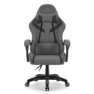 Sivo-črni usnjen igralni stol HELLS CHAIR HC-1007 2.0