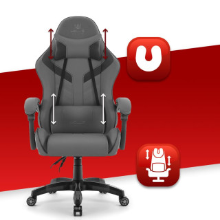 Sivo-črni usnjen igralni stol HELLS CHAIR HC-1007 2.0