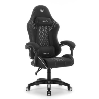 Črno-bel igralni stol iz blaga HELLS CHAIR HC-1008 2.0