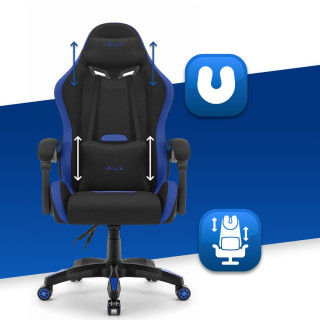 Črno-moder igralni stol iz blaga HELLS CHAIR HC-1012