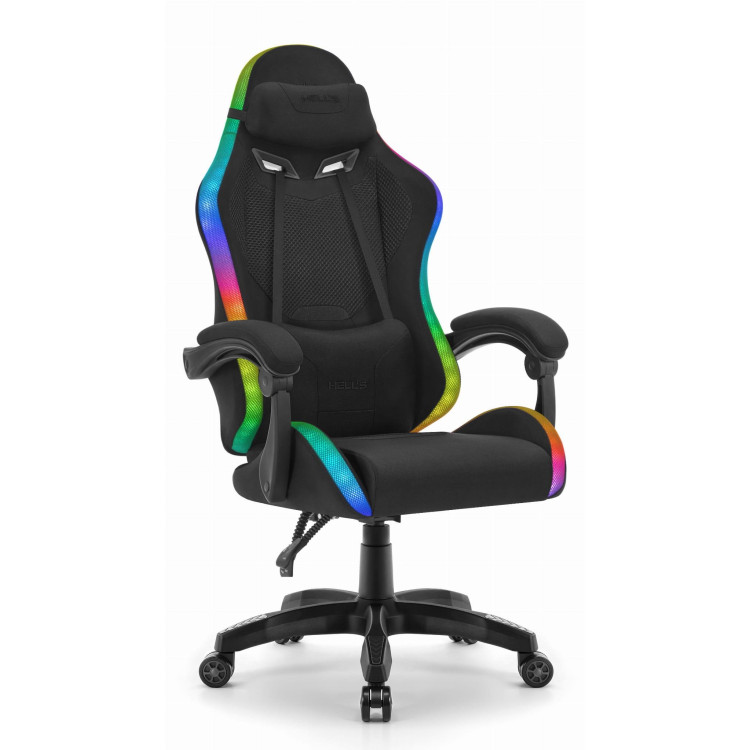 Črn igralni stol iz blaga HELLS CHAIR HC-1012 LED RGB