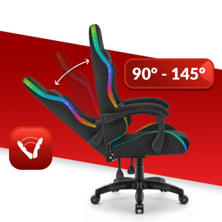 Črn igralni stol iz blaga HELLS CHAIR HC-1012 LED RGB