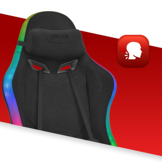 Črn igralni stol iz blaga HELLS CHAIR HC-1012 LED RGB