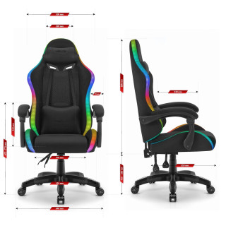 Črn igralni stol iz blaga HELLS CHAIR HC-1012 LED RGB