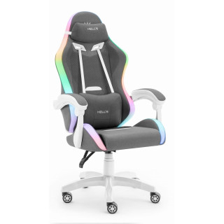 Sivo-bel igralni stol iz blaga HELLS CHAIR HC-1012 LED RGB