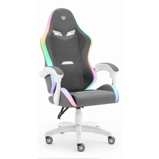 Sivo-bel igralni stol iz blaga HELLS CHAIR HC-1012 LED RGB