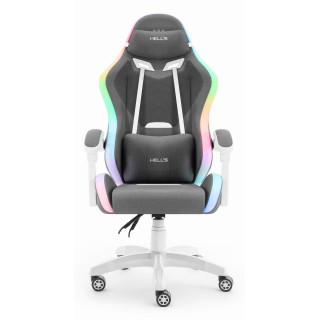 Sivo-bel igralni stol iz blaga HELLS CHAIR HC-1012 LED RGB