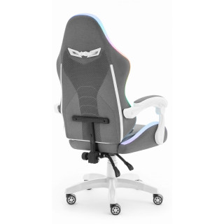 Sivo-bel igralni stol iz blaga HELLS CHAIR HC-1012 LED RGB