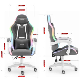 Sivo-bel igralni stol iz blaga HELLS CHAIR HC-1012 LED RGB