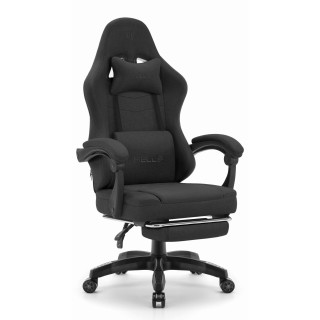 Črni tkaninski fotelj z naslonom za noge HELLS CHAIR HC-1015