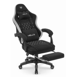 Črno-siv fotelj iz blaga z naslonom za noge HELLS CHAIR HC-1015