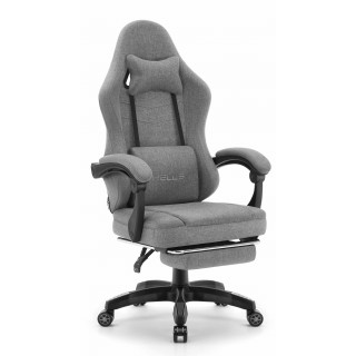 Siv tkaninski fotelj z naslonom za noge HELLS CHAIR HC-1015