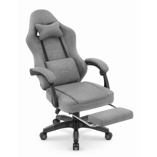 Siv tkaninski fotelj z naslonom za noge HELLS CHAIR HC-1015