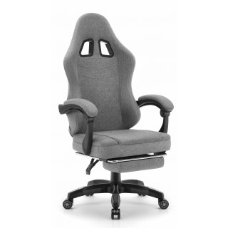 Siv tkaninski fotelj z naslonom za noge HELLS CHAIR HC-1015