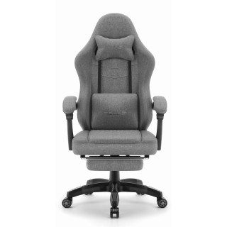Siv tkaninski fotelj z naslonom za noge HELLS CHAIR HC-1015