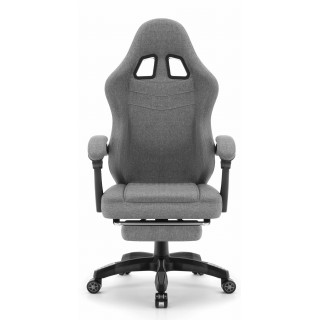 Siv tkaninski fotelj z naslonom za noge HELLS CHAIR HC-1015