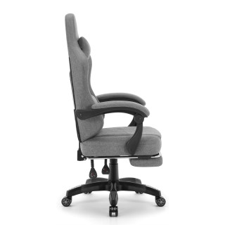 Siv tkaninski fotelj z naslonom za noge HELLS CHAIR HC-1015