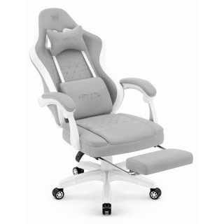 Sivo-beli fotelj iz blaga z naslonom za noge HELLS CHAIR HC-1015