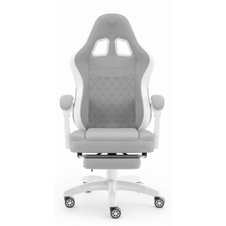 Sivo-beli fotelj iz blaga z naslonom za noge HELLS CHAIR HC-1015