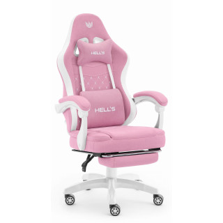 Roza in bel tkaninski fotelj z naslonom za noge HELLS CHAIR HC-1015