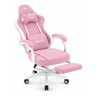 Roza in bel tkaninski fotelj z naslonom za noge HELLS CHAIR HC-1015