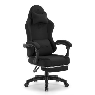 Črni tekstilni fotelj z naslonom za noge HELLS CHAIR HC-1016