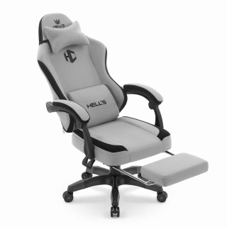 Sivo-črni tkaninski fotelj z naslonom za noge HELLS CHAIR HC-1016