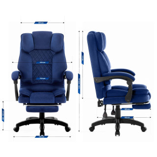 Temno moder tkaninski fotelj HELLS Chair HC-1031