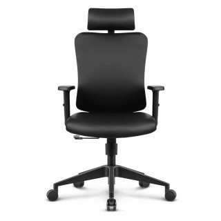 Črn usnjen pisarniški stol HELLS Chair HC-1041