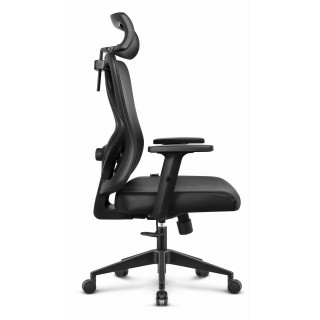 Črn usnjen pisarniški stol HELLS Chair HC-1041