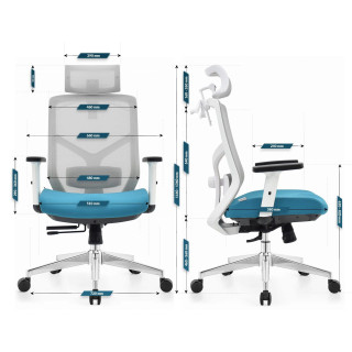 Ergonomski belo-modri fotelj HELLS Chair HC-1052